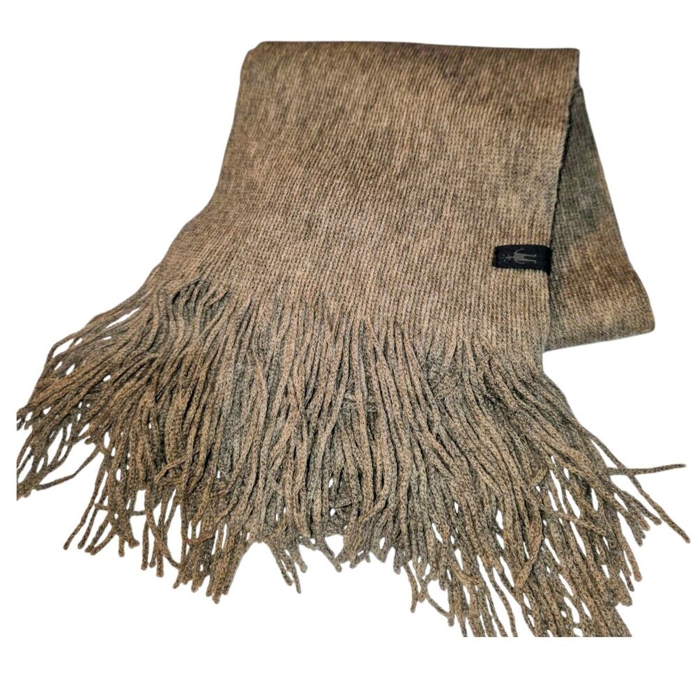 Smartwool Merino Wool Fringe Ends 72" Brown Outdoor Logo Wrap Cozy Neck Scarf